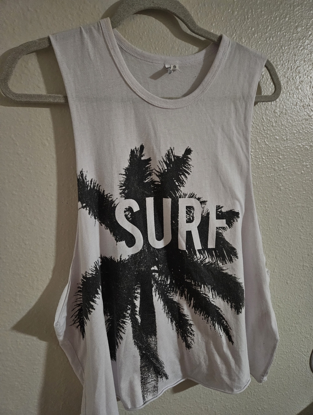 Rip Curl "SURF" Palm Tree Graphic Muscle Tank - White - Size Large